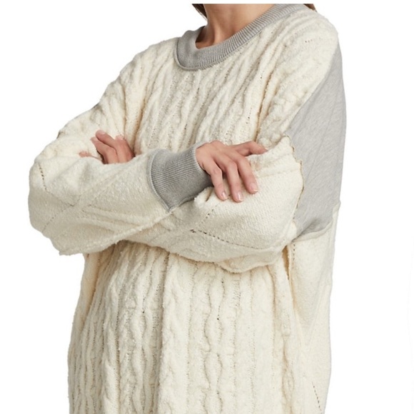 FREE PEOPLE Olympia Tunic Cable Knit Chunky Sweater Sweatshirt XS OVERSIZED S M - Picture 4 of 16